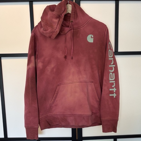 Carhartt Tops - Carhartt Hoodie Relaxed Fit MED MIDWEIGHT LOGO SLEEVE GRAPHIC Distressed Stains